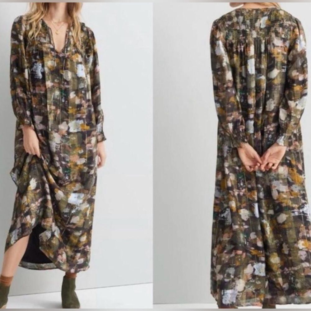 Anthropologie women’s small Blair shimmer maxi‎ dress modest